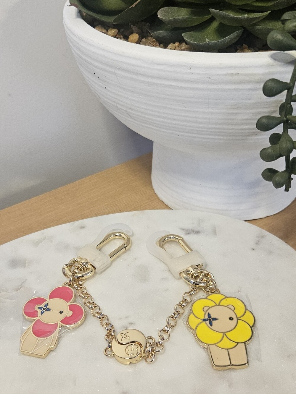 Vivienne Gold Chain Bag Charm - Pink and Yellow Charms 💖